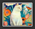 White Cat in a Flower Field